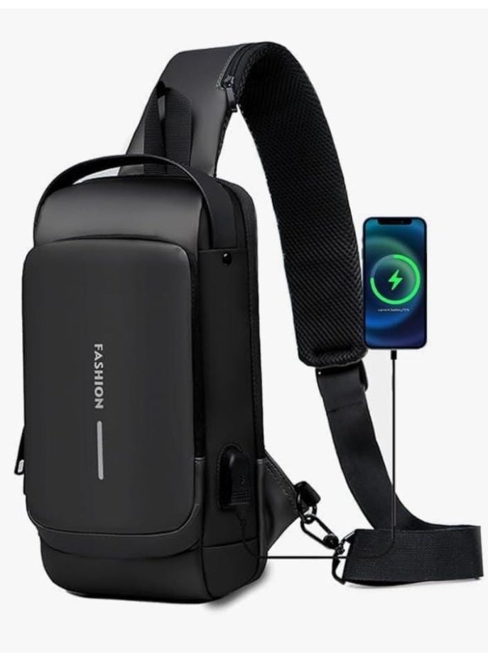 Anti-theft crossbody bag, waterproof everyday chest backpack with USB charging, men's and women's backpack - Image 1